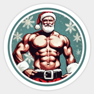 Muscle Santa Claus Sticker